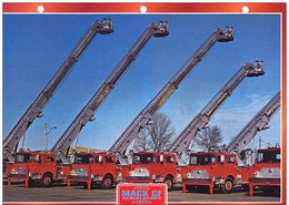 C2/ FICHE CARTONNE Camion POMPIER 1974 MACK CF AERIALSCOPE - Camiones