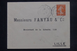 FRANCE - Entier Postal Semeuse ( Enveloppe ) Pour Lille En 1914, Repiquage Privé - L 138098 - Sobres Transplantados (antes 1995)