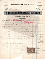 87-LIMOGES- RARE FACTURE 1881  E.CONNEAU MANDAVY ROUGIER-DRAPERIE ROUENNERIE NOUVEAUTES-9-11 RUE DES TAULES- - Textile & Clothing