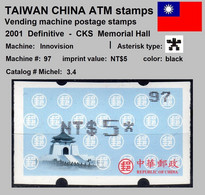 2001 Automatenmarken China Taiwan CKS Memorial Hall MiNr.3.4 Black Nr.97 ATM NT$5 MNH Innovision Kiosk Etiquetas - Distributori