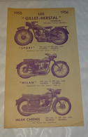 PUB PUBLICITE MOTO MOTOCYCLETTE GILLET HERSTAL TYPE BELGICA, MILAN, SPORT, 1955 - 1956 - Moto