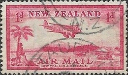 NEW ZEALAND 1935 Air. Bell Block Aerodrome - 1d. - Red FU - Corréo Aéreo