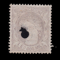 España.Telégrafos.1870.EFIGIE.1e 600.Taladro Edifil.111T. - Telegramas