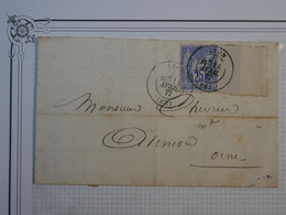 BL17 FRANCE BELLE LETTRE   1877 LYON  A  ALENCON ORNE+SAGE 25C  BORD DE FEUILLE ++AFFRANCH. PLAISANT+ + - Autres & Non Classés