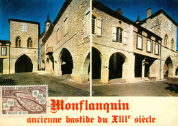 CP-47- MONFLANQUIN Ancienne Bastide Du XIIè S. Place Et Porche _ Oblitération Monflanquin 19761976 **2 Scans - Monflanquin