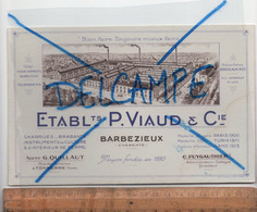 BUVARD : Etablissements P VIAUD & Cie Charrues Instruments Matériel Agricole De Culture Et De Ferme BARBEZIEUX Charente - Agriculture