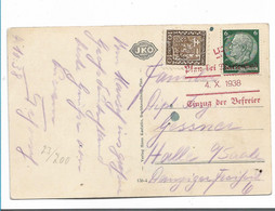 DTBII039 / SUDETENLAND - Frühe Mischfrankatur 4.10.38, Nur Möglich 1.10.-9.10.1938, Entwertet M. Provisorischem Stempel - Sudetenland