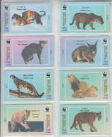 CHINA WWF TIGER JAGUAR WILD FISHING CAT CARACAL SNOW LEOPARD LION PUMA SET OF 8 PHONE CARDS - Oerwoud