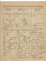 Portugal Télégramme 1912 São Tomé Station The West African Telegraph Company Saint Thomas Telegram - Lettres & Documents