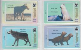 CHINA WWF COYOTE ARCTIC FOX GREY WOLF BUSH DOG SET OF 4 PHONE CARDS - Hunde