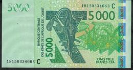 W.A.S. LETTER C P317Cr 5000 FRANCS (20)18 2018  UNC. - West African States