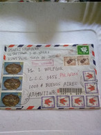 Japan.registered Letter To Argentina.testing Tracking System 1991.yv 1014 Insect.yv 1758/1717e 7 Reg Post.commems. - Lettres & Documents