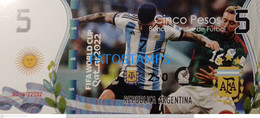 199411 ARGENTINA - MEXICO BILLETE FANTASY TICKET 5 BANK SOCCER FUTBOL FIFA WORLD CUP 2022 QATAR PLAYERS NO POSTCARD - Vrac - Billets