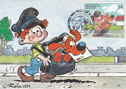 B01-409 2431 BD Maxima Maximum FDC Soie Rare Bollie En Billie Boule Et Bill Jean Roba 13-10-1991 Bruxelles 1060 Brussel - 1991-2000