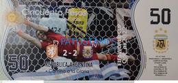 199413 ARGENTINA PAISES BAJOS BILLETE FANTASY TICKET 50 BANK SOCCER FUTBOL FIFA WORLD CUP 2022 QATAR EL DIBU NO POSTCARD - Kilowaar - Bankbiljetten