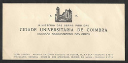 Portugal Entière Lettre Officielle SR Cité Universitaire Coimbra Comisssion Des Travaux Official Letter Stationery Cover - Storia Postale