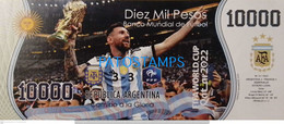 199420 ARGENTINA BILLETE FANTASY TICKET 10000 BANK SOCCER FUTBOL FIFA WORLD CUP 2022 QATAR CAMPEONES NO POSTCARD - Alla Rinfusa - Banconote