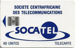 Central African Rep. - Socatel - Logo Blue, With Moreno, (Cn. C4A147090 Red), SC7, 60Units, Used - Centraal-Afrikaanse Republiek