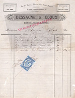 87- LIMOGES -RARE FACTURE 1876-DESSAGNE & EDOUX-MARCHANDS TAILLEURS-TAILLEUR DRAPERIE-RUE DES TAULES -SAINT MARTIAL - Kleidung & Textil