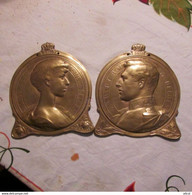 King & Queen Belgium Brass Plaques 1916 - 1914-18