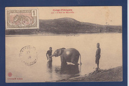 CPA éléphant Congo Français Afrique Noire Timbré Non Circulé - Olifanten