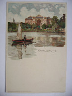 Velten’s Künstlerpostkarte No. 30,  Karl Mutter: Karlsruhe - Uferpartie Segelboot Auf Dem See (Ernest Nister Lith.) - Mutter, K.