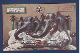 CPA Ellam éléphant Position Humaine écrite - Elefantes