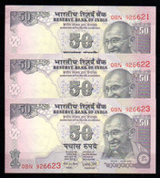 659-Inde 3 Billets De 50 Rupees 2016 OBN926 Se Suivant Neuf/unc - India