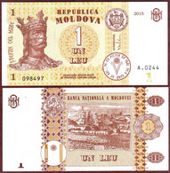 Moldova  2015 " 1 Lei " P-21 UNC - Moldavie