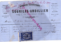 87- LIMOGES -RARE FACTURE 1876- IMPRIMERIE TYPOGRAPHIQUE SOURILAS ARDILLIER-15 RUE DU CONSULAT- - Druck & Papierwaren