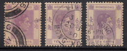 10c X 3 Diff., Shade Varities, Hong Kong Used 1938 -1952, - Used Stamps