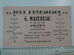 Buvard - Tout L'emballage - G. Mazereau - 17 Rue Du Mail - ANGERS 49 - E