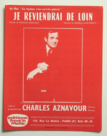 Partition Vintage Sheet Music CHARLES AZNAVOUR : Je Reviendrai De Loin - Libri Di Canti