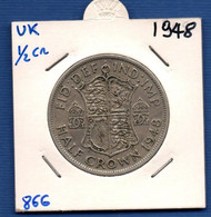 GREAT BRITAIN - 1/2 Crown 1948 -  See Photos -  Km 866 - K. 1/2 Crown