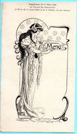 Menu Vierge Publié Par Le Journal Des Demoiselles, 1905. Ill. Robida. Jeune Femme Art Nouveau (1) - Menus