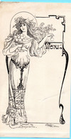 Menu Vierge Publié Par Le Journal Des Demoiselles, 1905. Ill. Robida. Jeune Femme Art Nouveau (2) - Menus