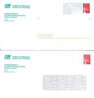 2 PAP Neufs Repiqués Crédit Agricole Nord De France - Marianne De Luquet RF - Lots 0409996 Et B2K/0406675 - Prêts-à-poster:Stamped On Demand & Semi-official Overprinting (1995-...)