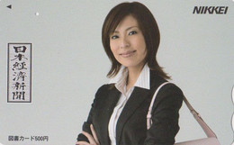 Carte Prépayée JAPON - Femme Pub PRESSE NIKKEI  - GIRL PRESS Adv. JAPAN Prepaid Tosho Card - Frau Karte - 9997 - Personnages
