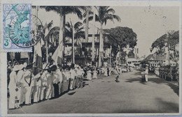 C. P. A. : GUYANE : CAYENNE : Préparation De La Revue Pour Le 14 Juillet, Animé, Timbre En 1945 - Cayenne