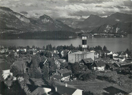 Postcard Switzerland Meggen Pius-kirche Mit See Und Bergen 1966 - Meggen
