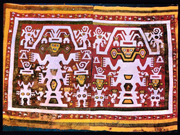 Peru / Unku - Tejido De Algodon, Figuras Humanas Con Turbantes Estilizados, Cultura Chancay, Tunic - Cotton Texture - Pérou