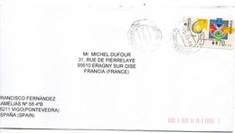 Espagne -1999--lot De 2 Lettres De VIGO Pour ERAGNY SUR OISE--95 (France)--vignettes Guichet - Covers & Documents