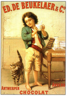 16744 Repro Affiche RECLAME PUB CHOCOLAT Belge  De BEUKELAER (chat)    N° 153  éditions Centenaire (Recto-verso) - Publicité