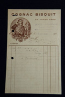 Facture Ancienne  : BORDEAUX ,COGNAC BISQUIT ( Petit Format) - 1900 – 1949