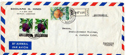 Liban -1963--Lettre Recommandée De BEYROUTH  Pour NANTERRE-92 (France) .....timbres  Friuts....cachet - Líbano