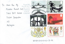 C1 : Great Britain - Rugby , Xmas, Dance  Stamps Used On Cover - Brieven En Documenten