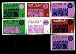 ⭕1971 - Australia CHRISTMAS Xmas Block - Set 7 Stamps MLH⭕ - Mint Stamps