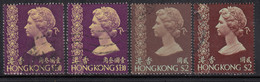 Colour Varities, $1.30 X 2 Diff, Shades, $2 X 2 Diff, Shades, QE2 Definitive, Hong Kong Used 1973 - Oblitérés