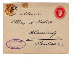 1898 ,10 L. On Stationary-cover 20 L. Red ,Athen To Germany ,commercial Use !Right Rate ! - Cartas & Documentos