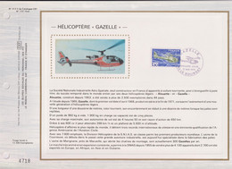 Hélicoptère Gazelle Encart Perforé Numéroté 1er Jour 31.05.75 Le Bourget N°1805 Et N°132 Sur Soie Catalogue CEF - Hélicoptères